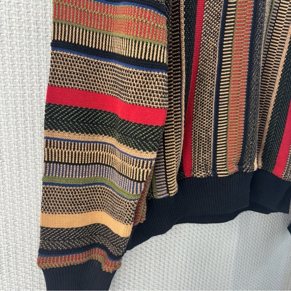 Vtg Norm Thompson Men Sweater L Coogi Style 3D Knit Chunky Textured Multi Color - Picture 4 of 9